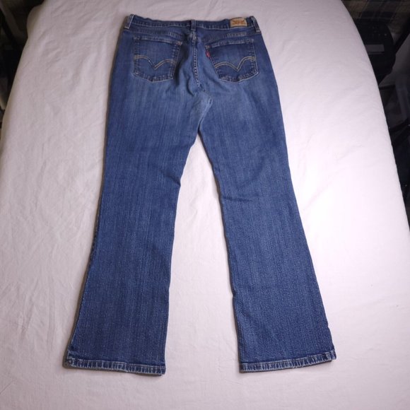 Levi's 515 Bootcut Jeans Size 12 Mid Rise Medium Wash Stretch Embellished Womens - Picture 3 of 9